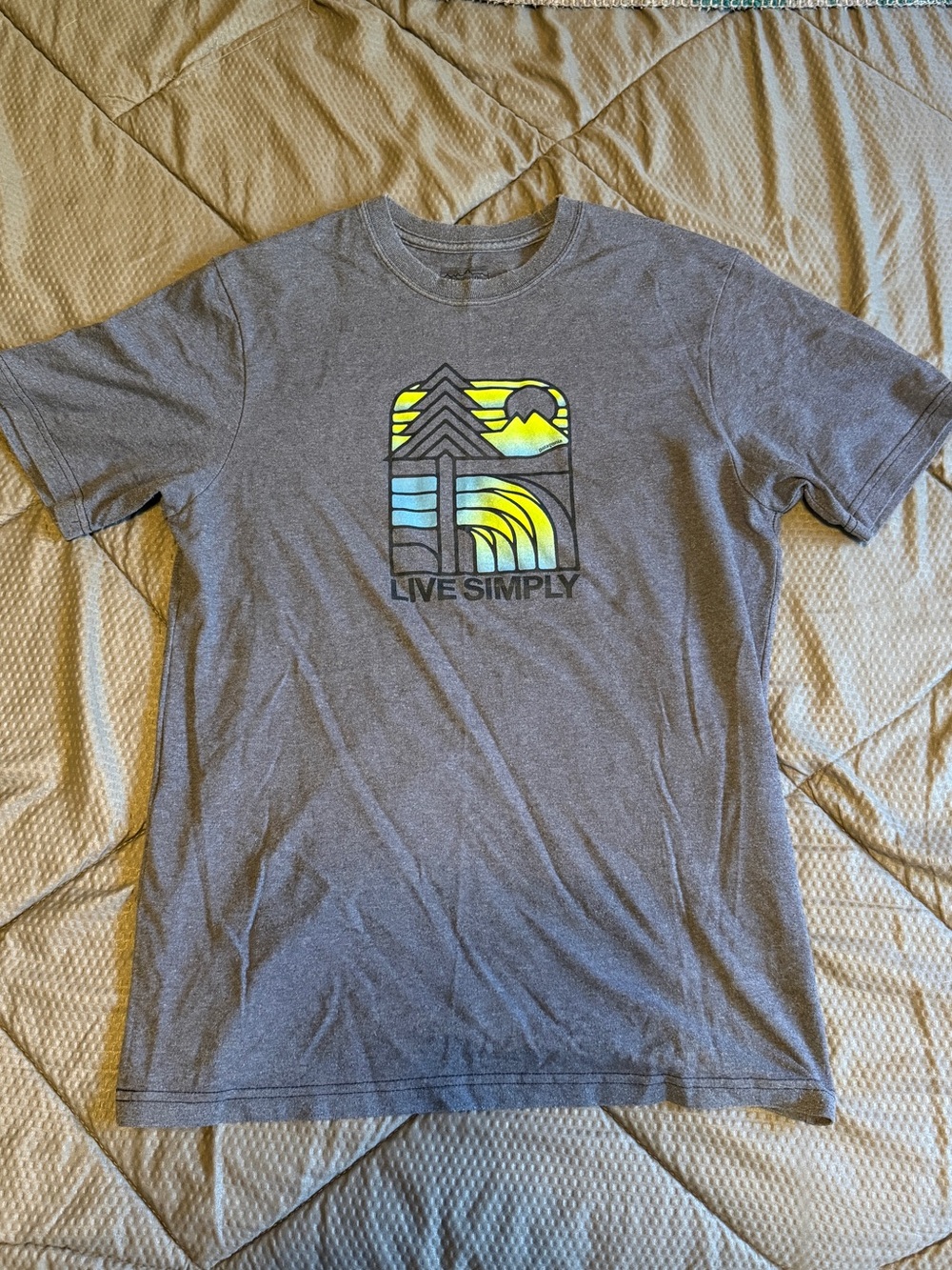 Patagonia Gray Regular Fit Short Sleeve Tee with Neon Graphic
